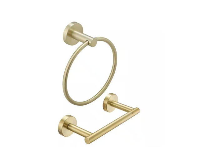 BWE 2-Piece Bath Hardware Set with Towel Ring Toilet Paper Holder Hand Towel Holder Set in Brushed Gold # A-91079-2-BG # 1012323307
