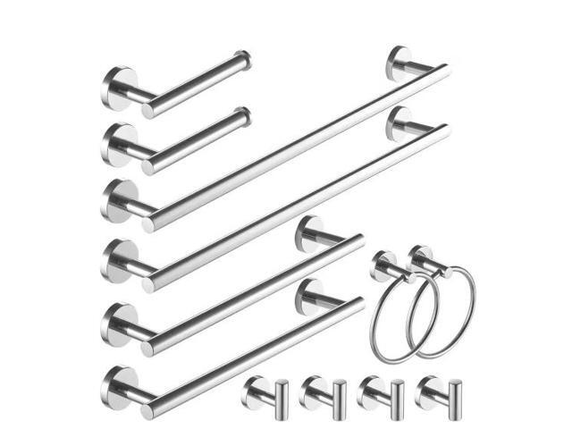 BWE 12-Piece Bath Hardware Set with Towel Ring Toilet Paper Holder Towel Hook Towel Bar Included in Polished Chrome # A-91020-12-C # 1012284404