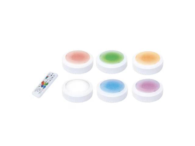 Good Earth Lighting 6-Pack Multicolor LED Puck Light with Remote Item #5702543 Model #BO1410-RGB-03LF6-G