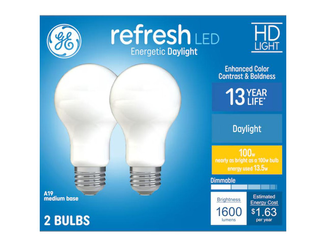 GE Refresh HD 100-Watt EQ A19 Daylight Medium Base (e-26) Dimmable LED General Purpose Light Bulb (2-Pack)Item #952359 #93129472