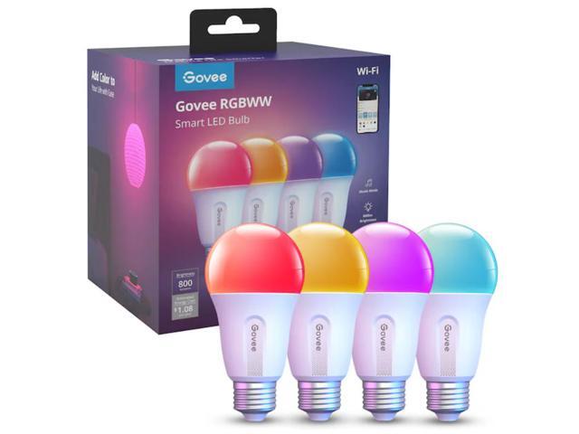 Govee Wi-Fi 800LM RGBWW LED Bulb 4 Pack 60-Watt EQ A19 Multicolor E26 Dimmable Smart LED General Purpose Light Bulb (4-Pack) Item #5521221 Model...