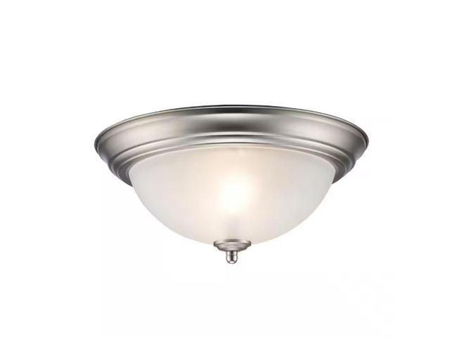 12.75 in 2-Light Brushed Nickel Flush Mount Ceiling Light Fixture with Frosted Glass Shade (2-Pack) # 701704 # HPI-9722T BN