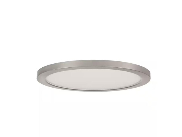 Commercial Electric 15 in. Brushed Nickel New Ultra-Low Profile Integrated LED Flush Mount 5CCT (2-Pack) # 1006740315 # LC0000155-01/BN