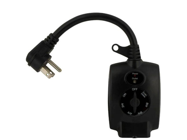 Defiant 15 Amp 24-Hour Outdoor Plug-In Mechanical Dusk to Dawn Countdown Timer with Grounded Outlet, Black # 1007812651 # YLT-52