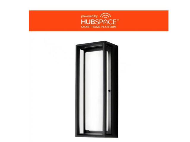 Home Decorators Collection Rockwood 14.93 in. Black Modern Integrated LED Color Changing Outdoor Wall Light Sconce (1-Pack) Powered by Hubspace #...