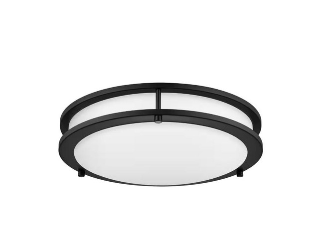 Hampton Bay Flaxmere 14 in. Modern Matte Black 3 CCT Integrated LED Flush Mount for Kitchens or Bedrooms # 1011013737 # HB36873CCT-43