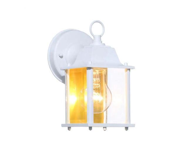 Hampton Bay 8.19 in. White Decorative Outdoor Wall Coach Lantern Light # 250399 # G14806-WH