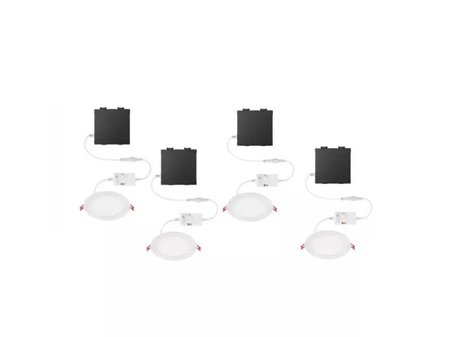 Commercial Electric 6 in. LED Integrated Ultraslim Recessed Kit Elite-(4-Pack) # 1011584884 # 92291