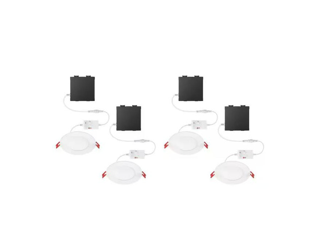 Commercial Electric 4 in. LED Integrated Ultraslim Recessed Kit Elite-(4-Pack) # 1011584702 # 92348