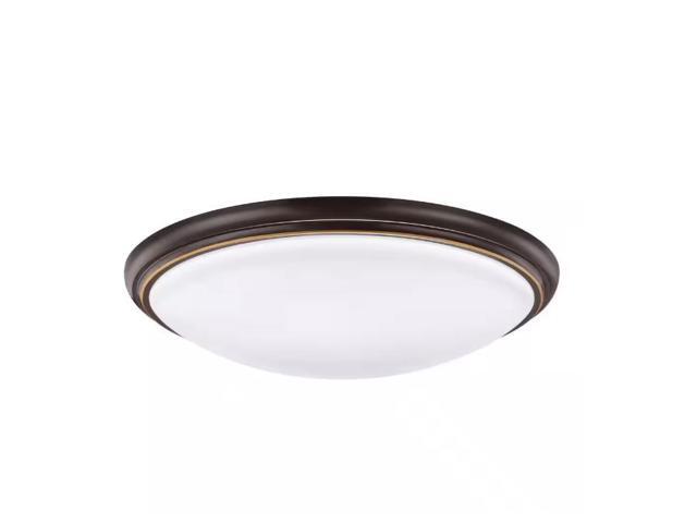 Commercial Electric 12 in. Light Brushed Nickel and Oil-Rubbed Bronze Adjustable CCT Integrated LED Flush Mount with Interchangeable Trim #...
