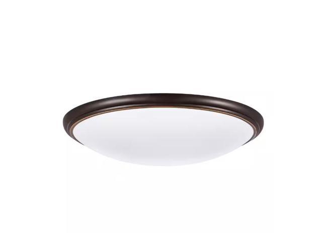 Commercial Electric 14 in. Light Brushed Nickel and Oil-Rubbed Bronze Adjustable CCT Integrated LED Flush Mount with Interchangeable Trim #...