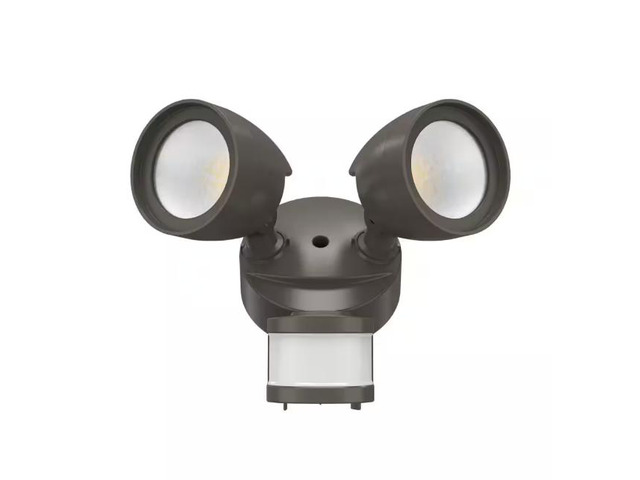 Commercial Electric 240-Degree Bronze Motion Activated Integrated LED Outdoor Twin Head Security Flood Light, 4000K # 1008992427 # IS08a240030BZTH
