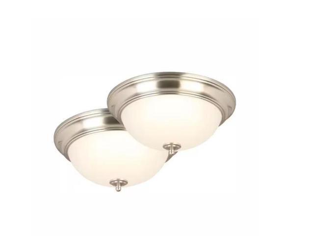 Commercial Electric 13 in. 180-Watt Equivalent Brushed Nickel Integrated LED Flush Mount with Frosted Glass Shade (2-Pack) # 1001720499 # JAL8011L/BN