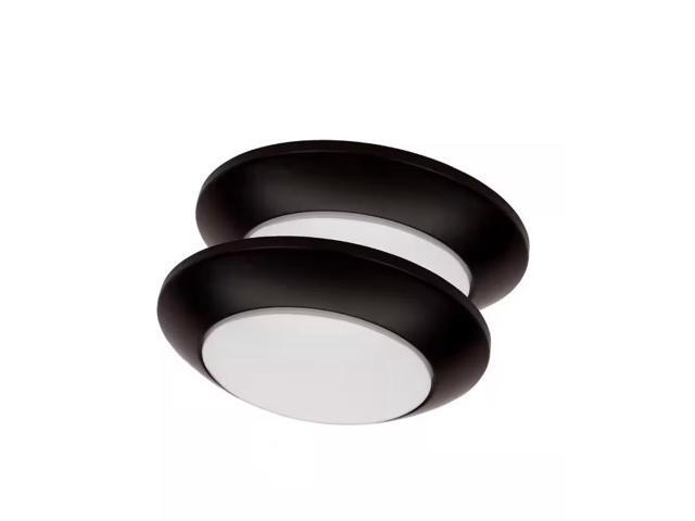 Commercial Electric 7 in. Matte Black Slim LED Flush Mount 854 Lumens Soft White 3000K Indoor Bedroom Closet Kitchen Lighting (2-Pack) # 1011501984...