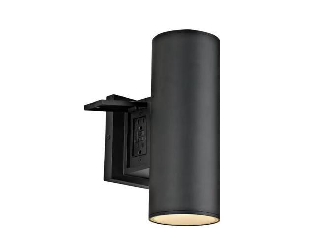 Home Decorators Collection Turrill 13.39 in. Matte Black Cylinder Outdoor Wall Light Sconce # 1007251056 # 80706
