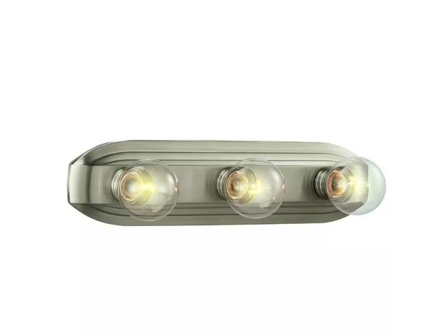 Raceway 18 in. 3-Light Brushed Nickel Retro Vanity Light # 837895 # HB2050-35