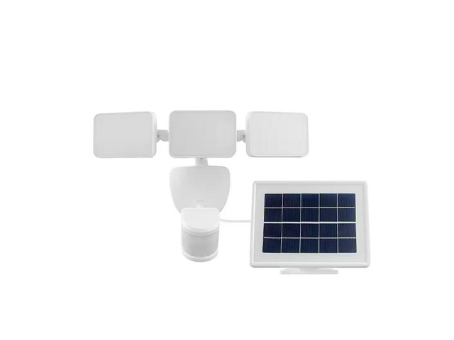Defiant 180° White Motion Sensor Solar Outdoor 3-Head LED Security Flood Light 2100 Lumens # 1009201620 # 17000215