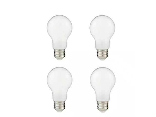 EcoSmart 100-Watt Equivalent A19 Frosted Glass Energy Star Dimmable E26 Base LED Light Bulb True White (4-Pack) # 1008632565 # FG-04312