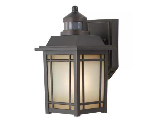Home Decorators Collection Port Oxford 10.6 in. 1-Light Oil Rubbed Chestnut Motion Sensing Hardwired Outdoor Wall Light Lantern Sconce # 1005583132...