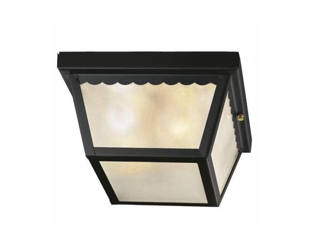 Hampton Bay 2-Light Matte Black Outdoor Flush Mount Light # 280746 # WB0325