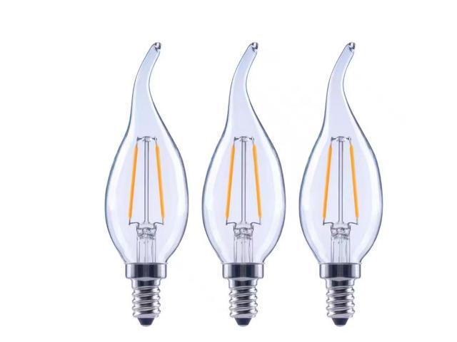 EcoSmart 25-Watt Equivalent B11 Dimmable E12 Candelabra Bent Tip Clear Glass LED Vintage Edison Light Bulb Soft White (3-Pack) # 1006265433 # FG-04222
