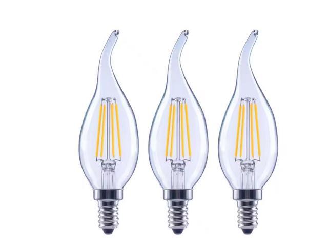 EcoSmart 40-Watt Equivalent B11 Dimmable E12 Candelabra Bent Tip Clear Glass LED Vintage Edison Light Bulb Bright White (3-Pack) # 1006265442 #...