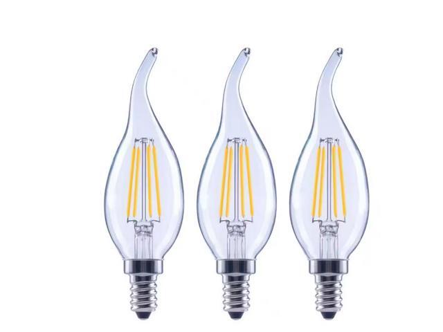 EcoSmart 60-Watt Equivalent B11 Dimmable E12 Candelabra Bent Tip Clear Glass LED Vintage Edison Light Bulb Bright White (3-Pack) # 1006265459 #...