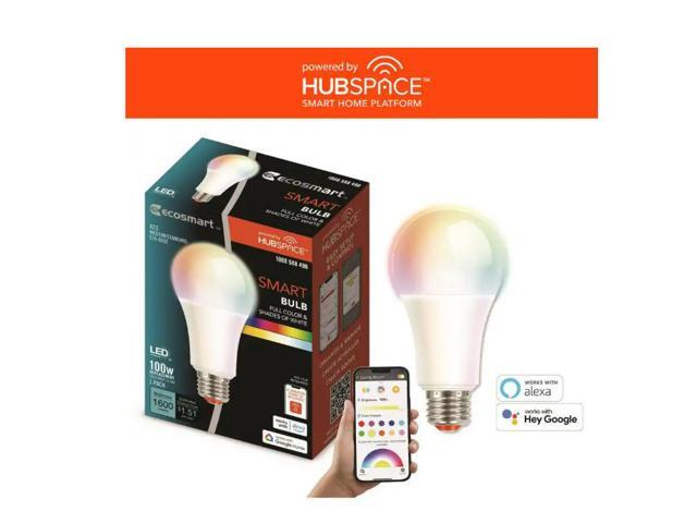 EcoSmart 100-Watt Equivalent Smart A21 Color Changing CEC LED Light Bulb with Voice Control (1-Bulb) Powered by Hubspace # 1008588496 #...