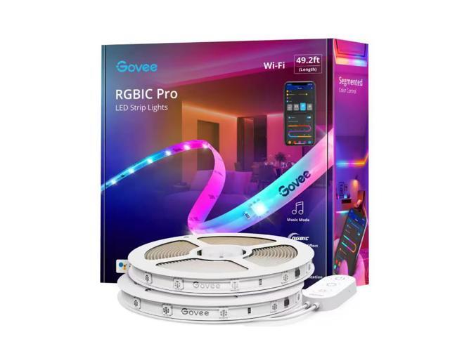 Govee RGBIC Pro 48-Watt Equivalent 49.2 ft. Integrated LED Smart Color Changing Wi-Fi Enabled White Strip Light (1-Strip) # 1007938336 # H619DAD1