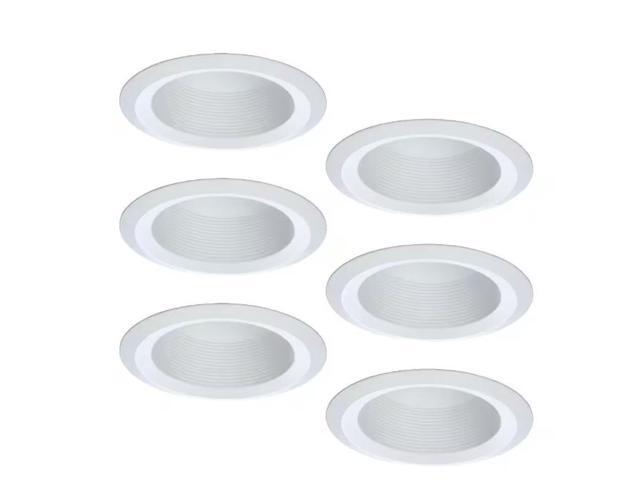 HALO E26 6 in. White Recessed Lighting Full Cone Baffle with Self Flanged White Trim Ring (6-Pack) # 1001862487 # 6125WB-6PK