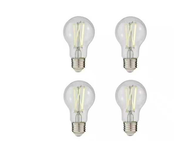 EcoSmart 100-Watt Equivalent A19 Energy Star Dimmable Clear Glass LED Light Bulb True White (4-Pack) # 1008631547 # FG-04311