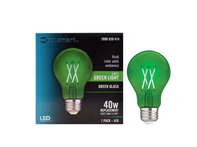 EcoSmart 40-Watt Equivalent A19 Dimmable Filament Green Colored Glass LED Light Bulb (1-Pack) # 1006839414 # FG-04241