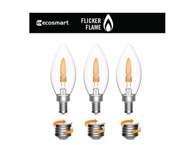 EcoSmart 3-Watt Equivalent B11 Non-Dimmable Clear Glass Flickering Flame Vintage Edison LED Light Bulb 1800K (3-Pack) # 1011563567 # C35-1CF 1.5W