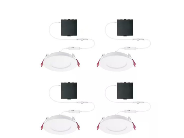 Commercial Electric Pro Value Series LED 4 in Round Adj Color Temp Canless Recessed Light for Kitchen Bath Living rooms, Wht 4-Pk # 1009410792 # 92084