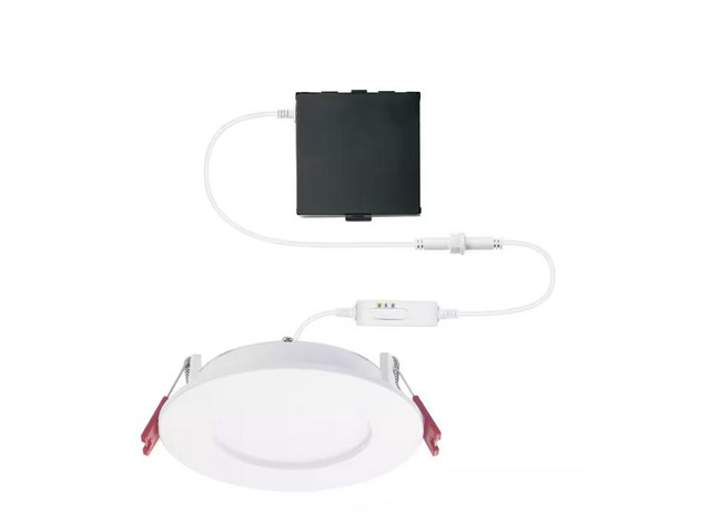Commercial Electric Pro Value Series Integrated LED 4 in Round Adj Color Temp Canless Recessed Light for Kitchen Bath Living rooms, White #...