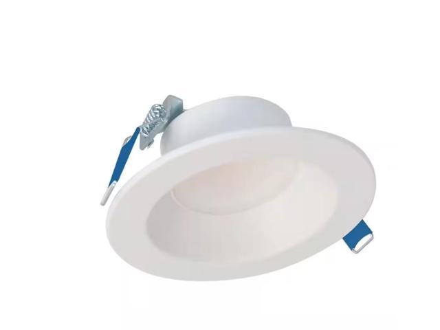 HALO LCR4 4 in. Soft White Selectable CCT Integrated LED Recessed Light With Round Surface Mount White Trim Retrofit Module # 1005519738 #...