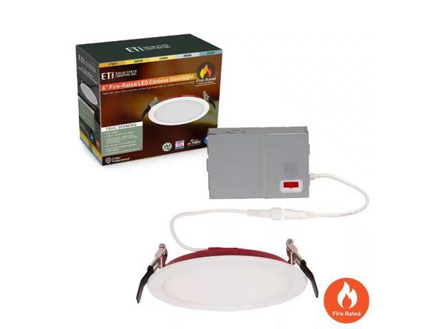 ETI LIGHTING 6 in. Fire Rated Canless Integrated LED Recessed Light Trim Downlight 1200 Lumens Adjustable CCT Dimmable # 1010094971 # 63310101