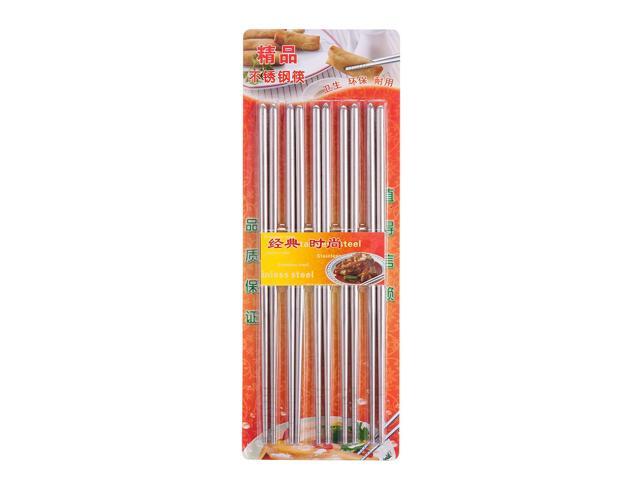 10 Pcs (5 Pairs) Tapered Silver Stainless Steel Chopsticks