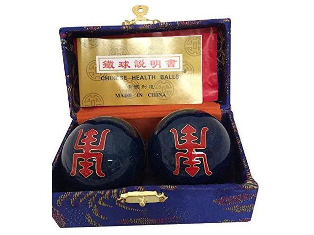 Baoding Balls Chinese Health Massage Exercise Stress Balls -Blue Longevity Symbol #2