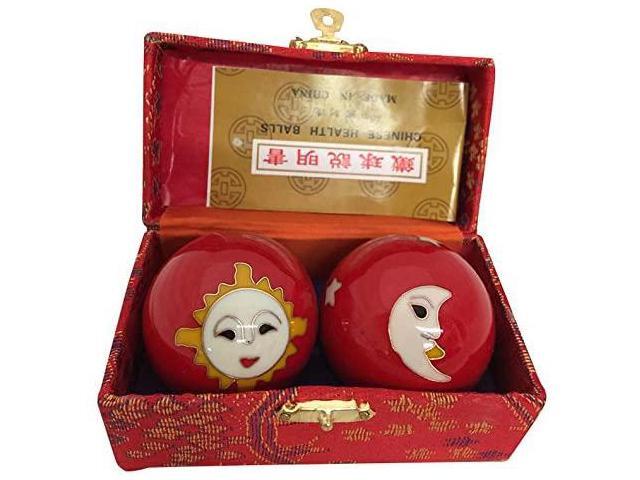 Baoding Balls Chinese Health Massage Exercise Stress Balls - Red Moon & Sun #2
