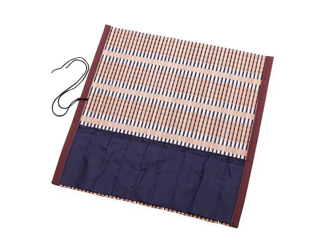 Bamboo Calligraphy Brush Holder Rollup Protection, 8 Compartments Pouch Organizer 36x36cm (14x14') - Large