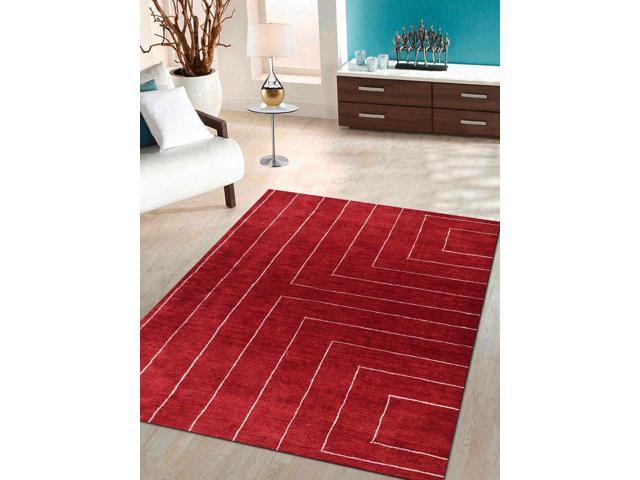 Photos - Area Rug Rugsotic Carpets Hand Knotted Loom Silk Mix 6'x9'  Geometric Red B