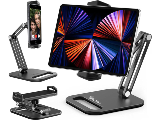ULANZI Tablet Stand Holder, VIJIM P001 Desktop Phone Mount Stand with 2 Adjustable Arm and 360° Rotates Tablet Holder Universal Foldable Multi...