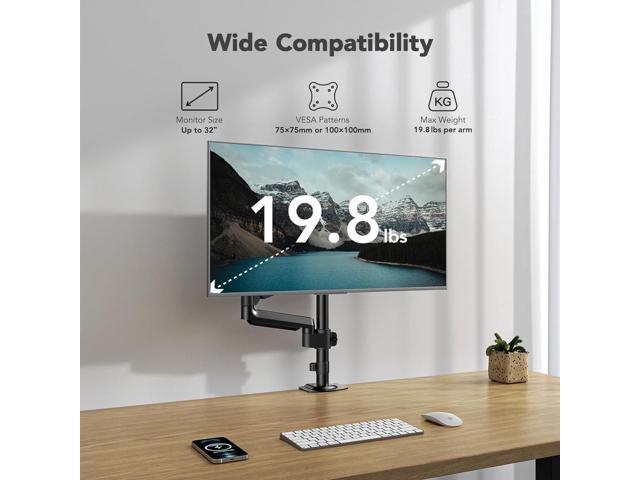 HUANUO Single Monitor Arm, Tall Computer Monitor Stand for 1332 inch Screens Holds 4.4-19.8 lbs, Adjustable Monitor Mount Gas Spring Full Motion...