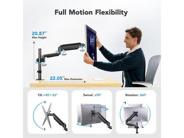 HUANUO Single Monitor Arm, Tall Computer Monitor Stand for 1332 inch Screens Holds 4.4-19.8 lbs, Adjustable Monitor Mount Gas Spring Full Motion...
