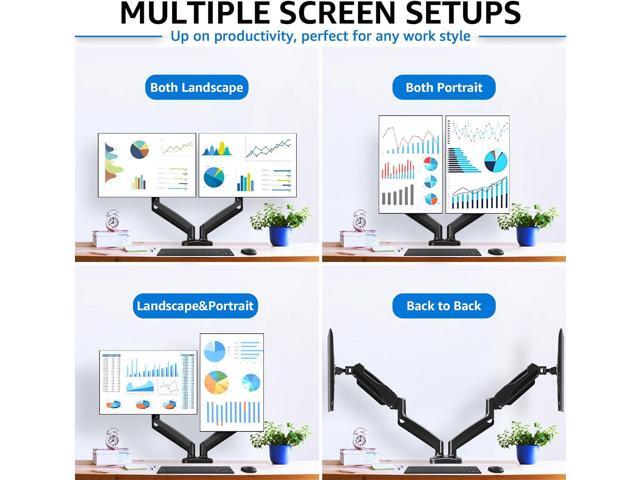 MOUNTUP Dual Monitor Stand for Desk, Adjustable Gas Spring Double Monitor Mount Holds 4.4-17.6 lbs and 13-32 Inch Screens, Monitor Arms for 2...