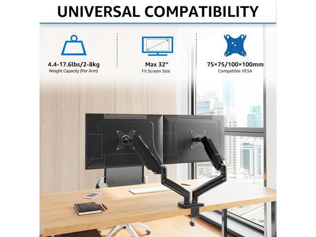 MOUNTUP Dual Monitor Stand for Desk, Adjustable Gas Spring Double Monitor Mount Holds 4.4-17.6 lbs and 13-32 Inch Screens, Monitor Arms for 2...