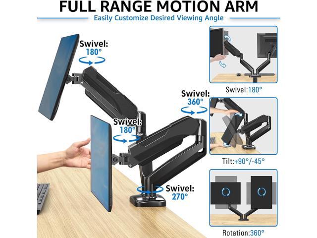 MOUNTUP Dual Monitor Stand for Desk, Adjustable Gas Spring Double Monitor Mount Holds 4.4-17.6 lbs and 13-32 Inch Screens, Monitor Arms for 2...