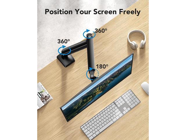 HUANUO Single Monitor Mount for 1332 Screens up to 22 lbs, Height Adjustable Monitor Arm, Home Office Monitor Stand Full Motion with C-Clamp &...