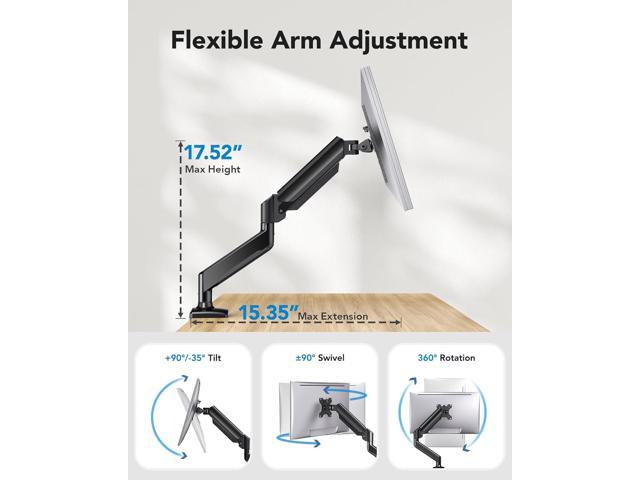 HUANUO Single Monitor Mount for 1332 Screens up to 22 lbs, Height Adjustable Monitor Arm, Home Office Monitor Stand Full Motion with C-Clamp &...